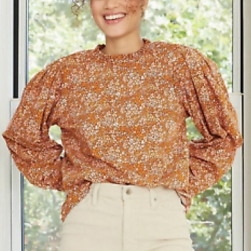 Orange Floral Blouse